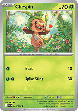 Chespin 005/5 — Chaos Rising (English Pokémon TCG card)