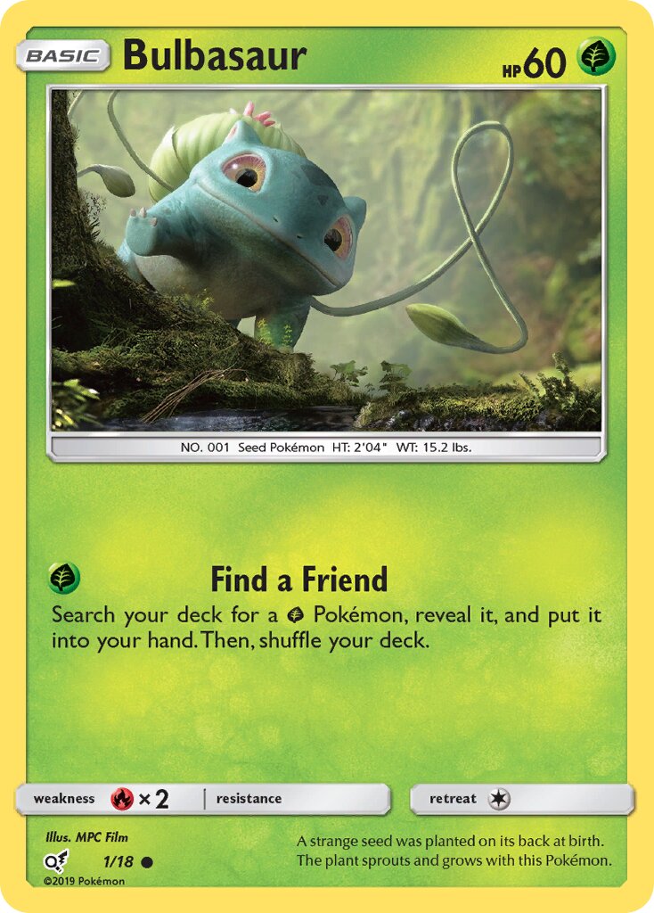 Bulbasaur 001/18 — Detective Pikachu (English Pokémon TCG card)