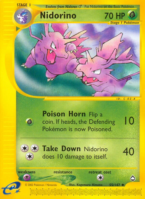 Nidorino 055/186 — Aquapolis (English Pokémon TCG card)
