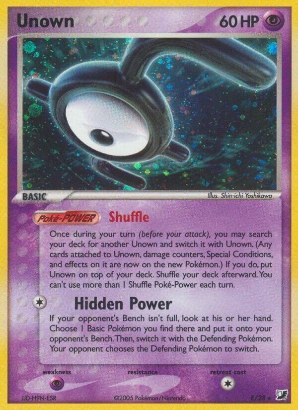 Unown E/28 — EX Unseen Forces (English Pokémon TCG card)
