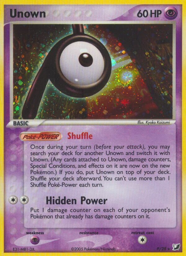 Unown P/28 — EX Unseen Forces (English Pokémon TCG card)