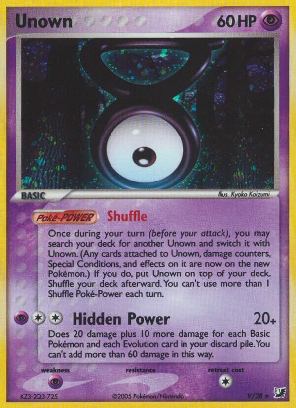 Unown V/28 — EX Unseen Forces (English Pokémon TCG card)