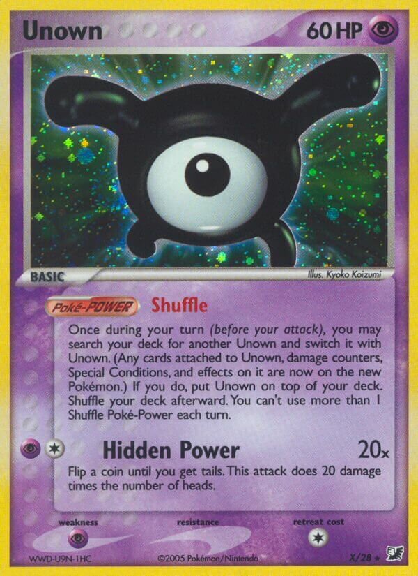 Unown X/28 — EX Unseen Forces (English Pokémon TCG card)