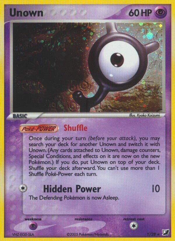 Unown Y/28 — EX Unseen Forces (English Pokémon TCG card)