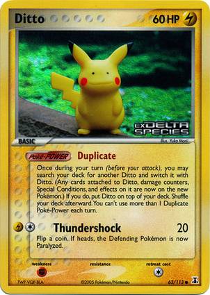 Ditto Pikachu 63 — EX Delta Species Additionals (English Pokémon TCG card)