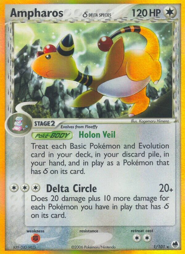 Ampharos 001/101 — EX Dragon Frontiers (English Pokémon TCG card)