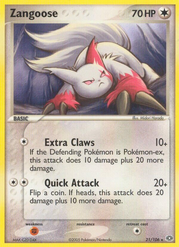 Zangoose 021/107 — EX Emerald (English Pokémon TCG card)