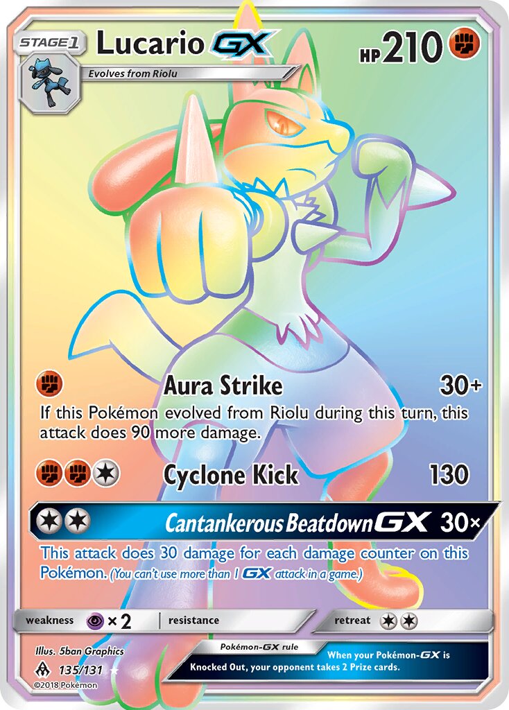 Lucario-GX 135/140 — Forbidden Light (English Pokémon TCG card)