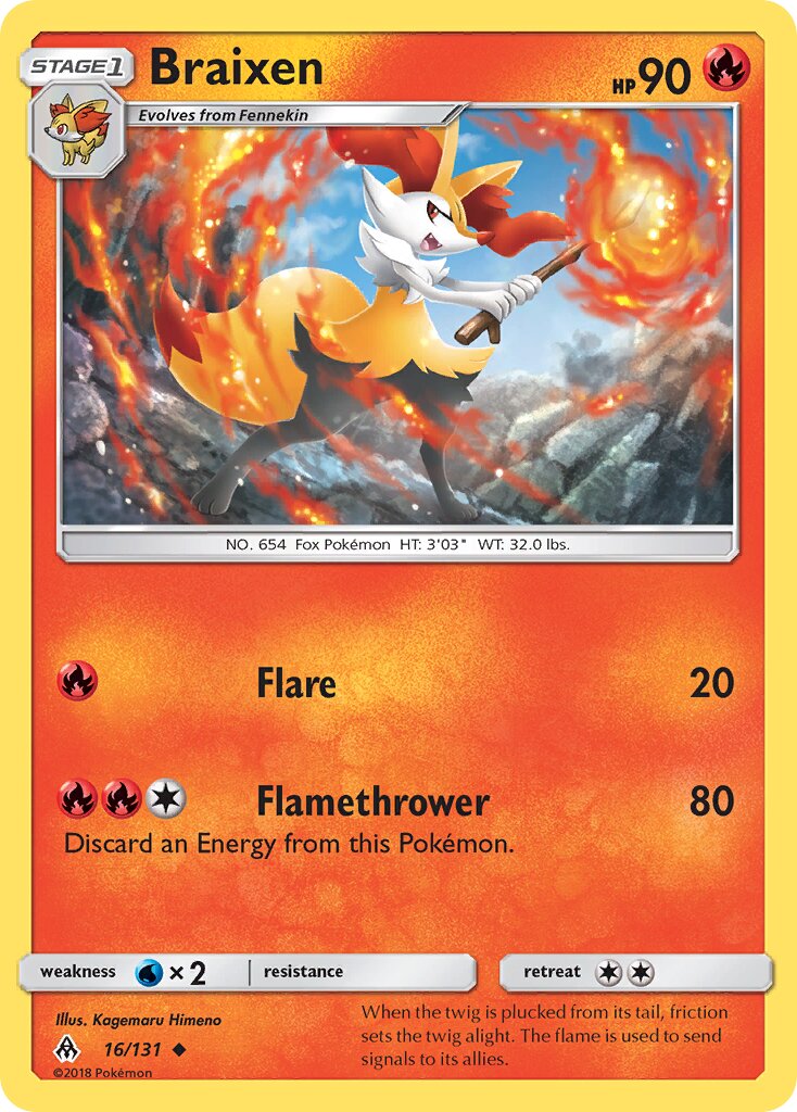 Braixen 016/140 — Forbidden Light (English Pokémon TCG card)