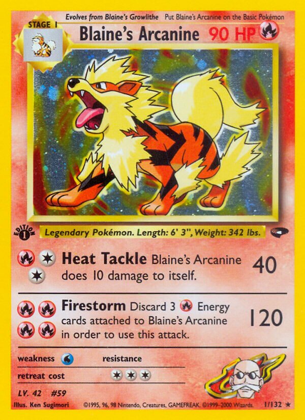 Blaine's Arcanine 001/132 — Gym Challenge (English Pokémon TCG card)