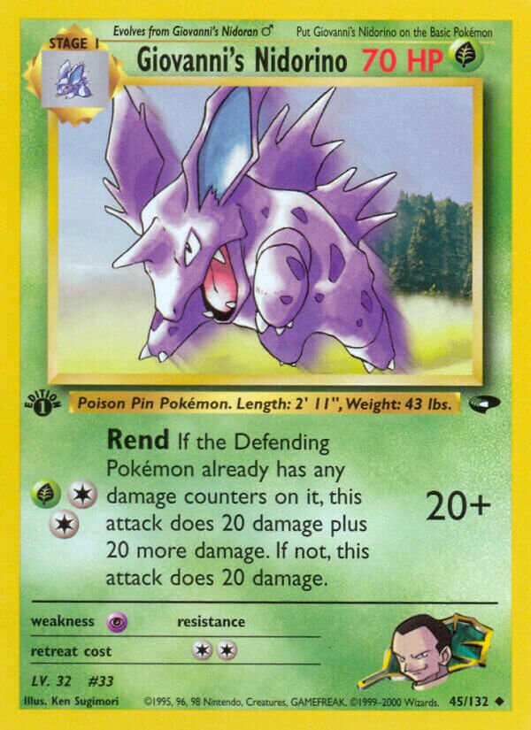 Giovanni's Nidorino 045/132 — Gym Challenge (English Pokémon TCG card)