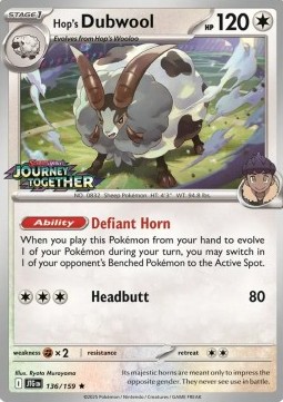 Hop's Dubwool 136 — Journey Together: Additionals Singles (English Pokémon TCG card)