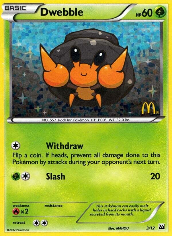 Dwebble 003/12 — Collezione McDonald's 2012 (Italian Pokémon TCG card)