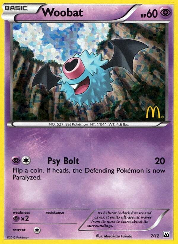 Woobat 007/12 — Collezione McDonald's 2012 (Italian Pokémon TCG card)