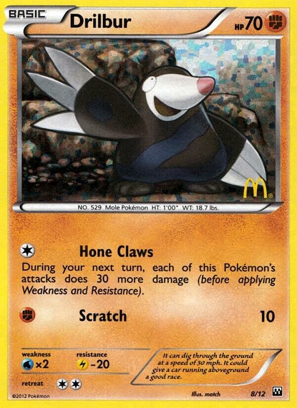 Drilbur 008/12 — Collezione McDonald's 2012 (Italian Pokémon TCG card)