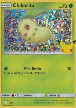Chikorita 002/25 — McDonald's 25th Anniversary (2021): Additionals (English Pokémon TCG card)