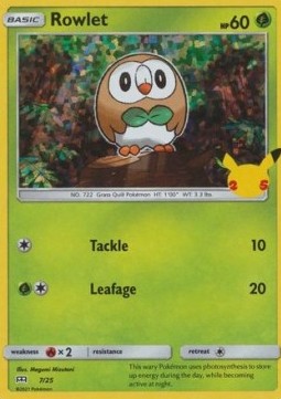Rowlet 007/25 — McDonald's 25th Anniversary (2021): Additionals (English Pokémon TCG card)