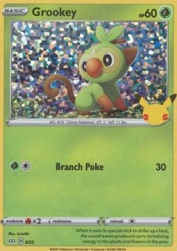 Grookey 008/25 — McDonald's 25th Anniversary (2021): Additionals (English Pokémon TCG card)