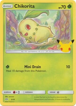 Chikorita 002/25 — Collezione McDonald's 25° Anniversario (2021) (Italian Pokémon TCG card)