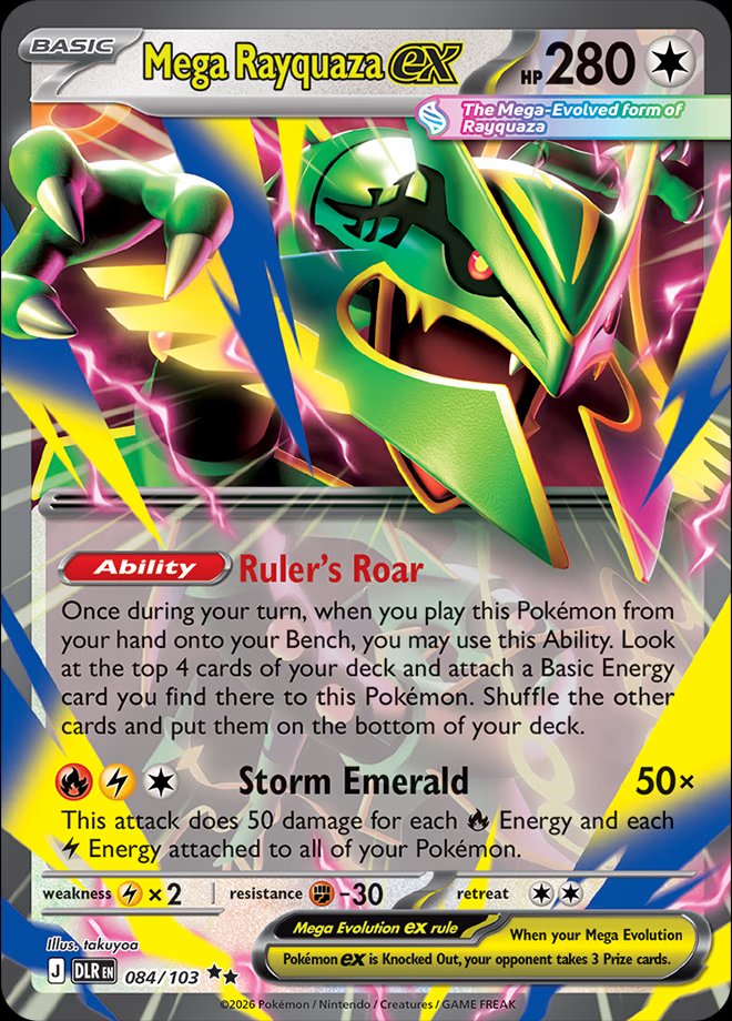 Mega Rayquaza ex 084 — Delta Reign (English Pokémon TCG card)