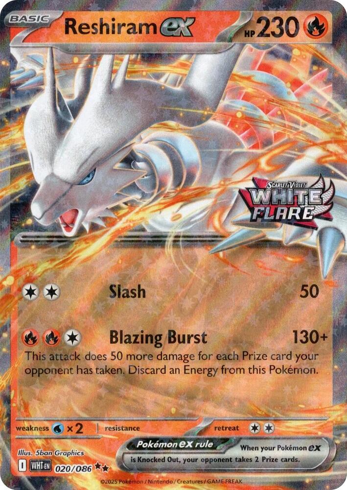Reshiram ex (White Flare Stamped) 020/086 — Miscellaneous Cards & Products (English Pokémon TCG card)
