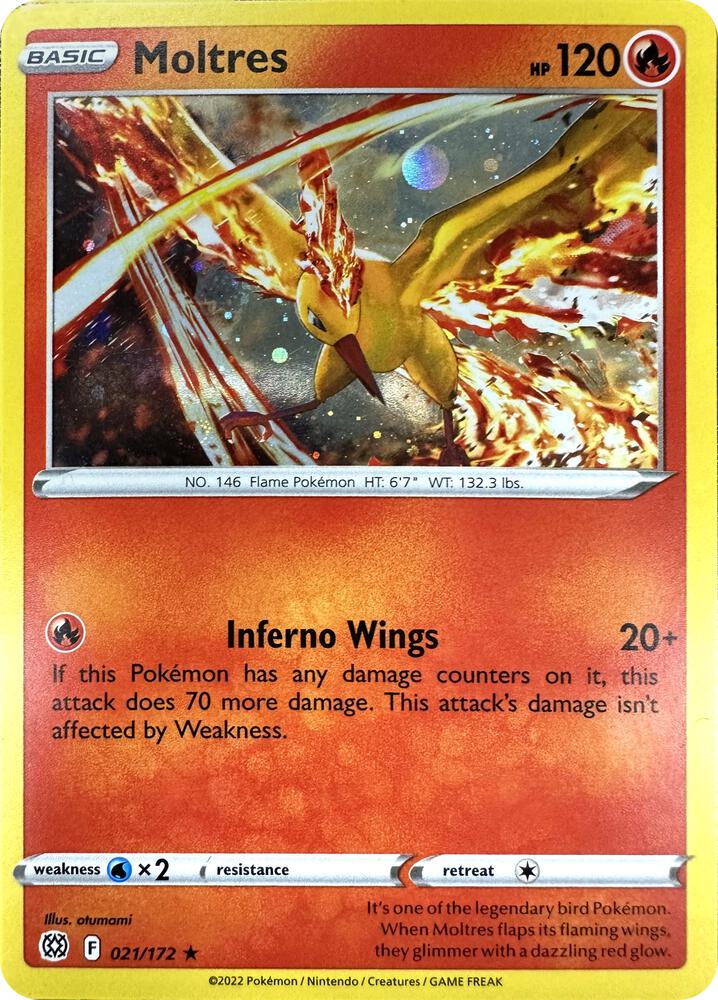 Moltres (Cosmos Holo) 021/172 — Miscellaneous Cards & Products (English Pokémon TCG card)