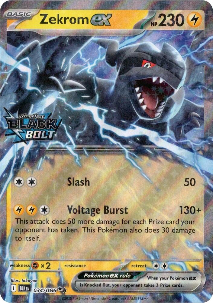 Zekrom ex (Black Bolt Stamped) 034/086 — Miscellaneous Cards & Products (English Pokémon TCG card)