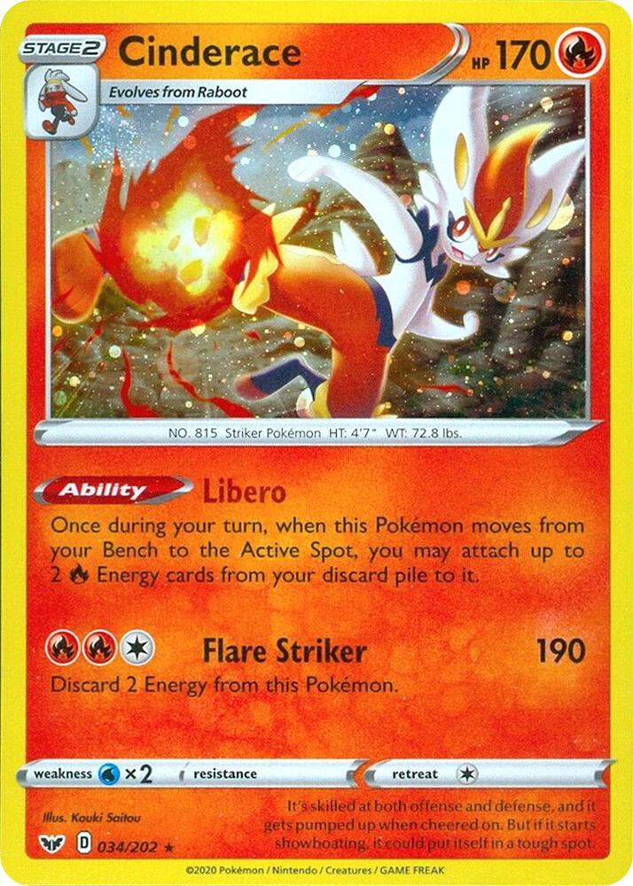 Cinderace 034/202 — Miscellaneous Cards & Products (English Pokémon TCG card)