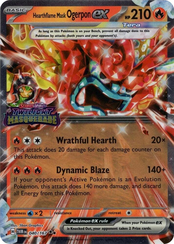 Hearthflame Mask Ogerpon ex (Twilight Masquerade Stamp) 040/167 — Miscellaneous Cards & Products (English Pokémon TCG card)