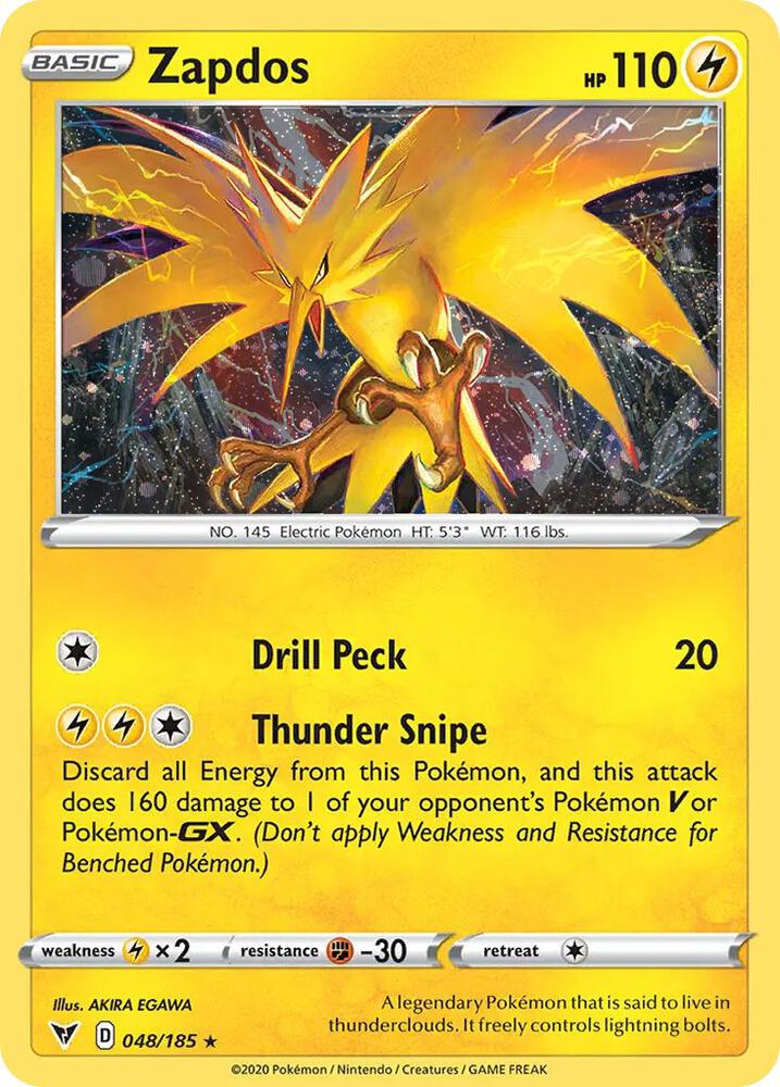 Zapdos (Cosmos Holo) 048/185 — Miscellaneous Cards & Products (English Pokémon TCG card)