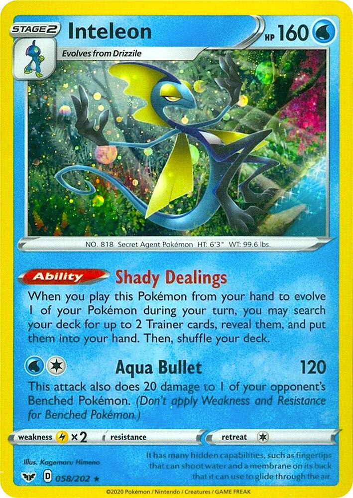 Inteleon 058/202 — Miscellaneous Cards & Products (English Pokémon TCG card)