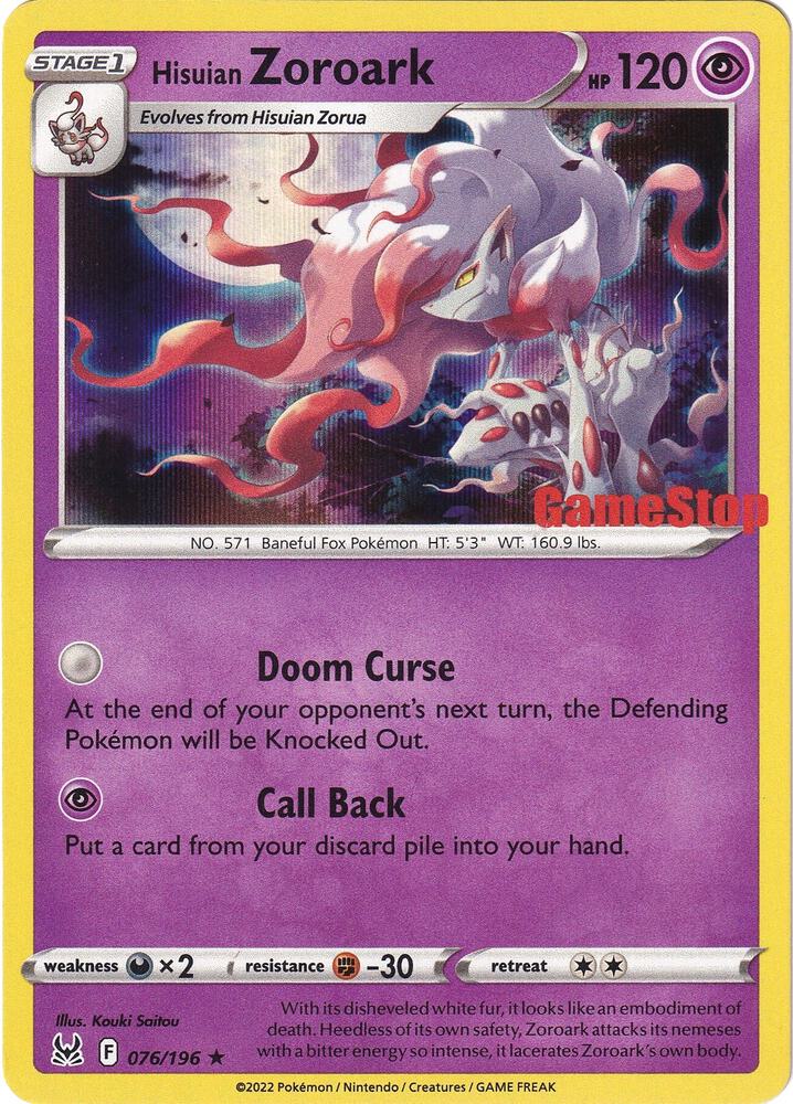 Hisuian Zoroark 076/196 — Miscellaneous Cards & Products (English Pokémon TCG card)
