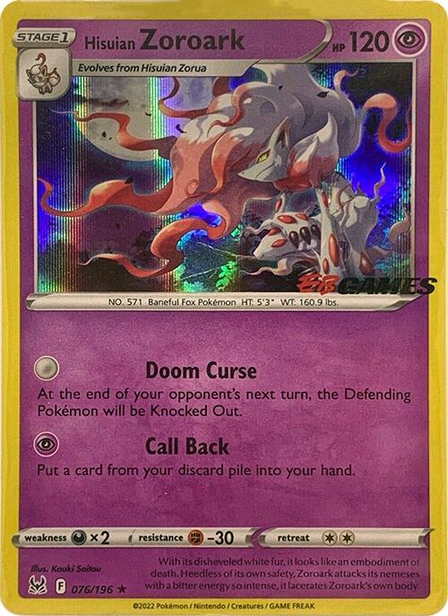 Hisuian Zoroark 076/196 — Miscellaneous Cards & Products (English Pokémon TCG card)