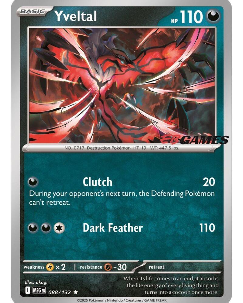 Yveltal (EB Games) 088/132 — Miscellaneous Cards & Products (English Pokémon TCG card)