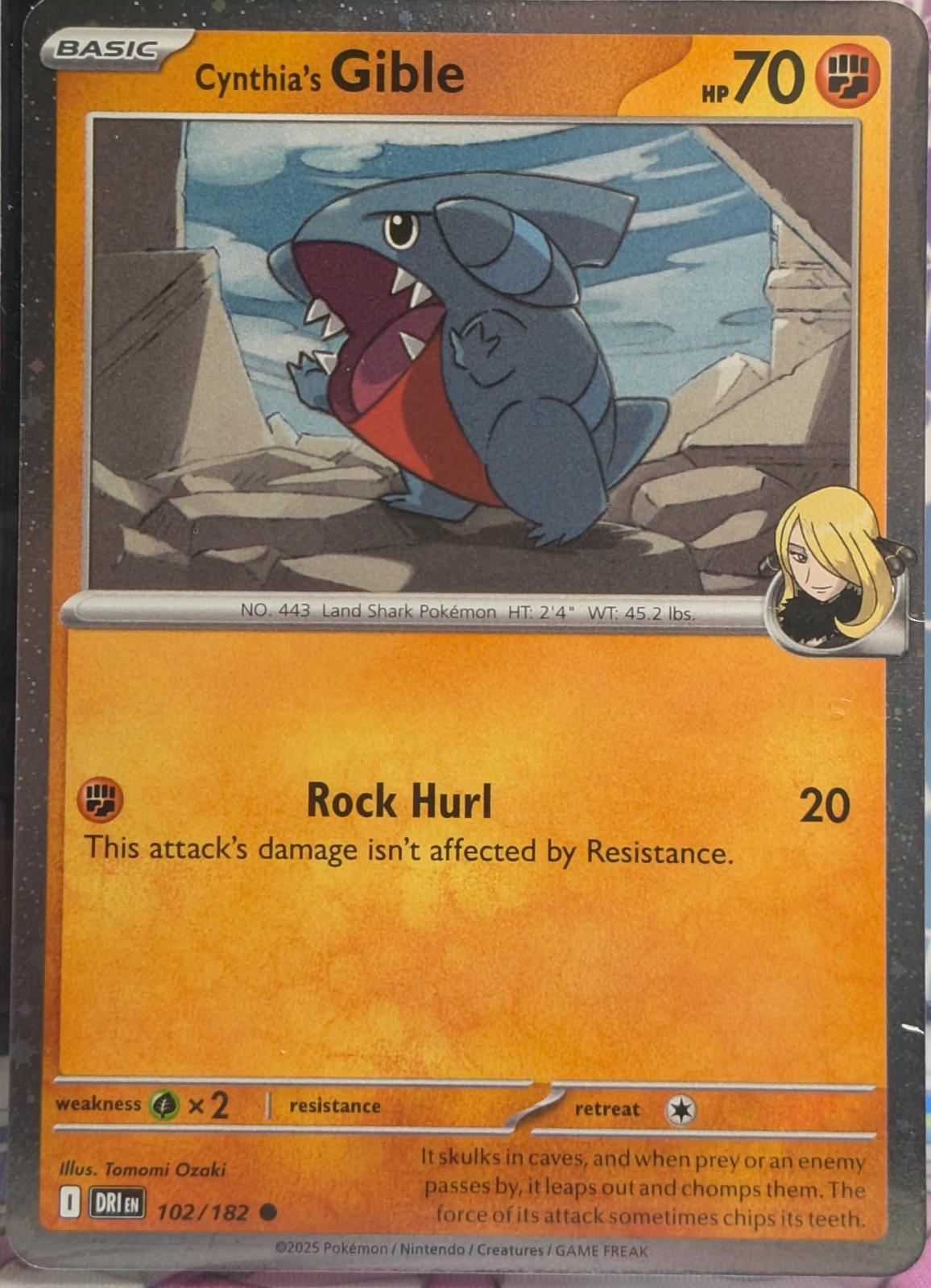 Cynthia's Gible (Cosmos Holo) 102/182 — Miscellaneous Cards & Products (English Pokémon TCG card)