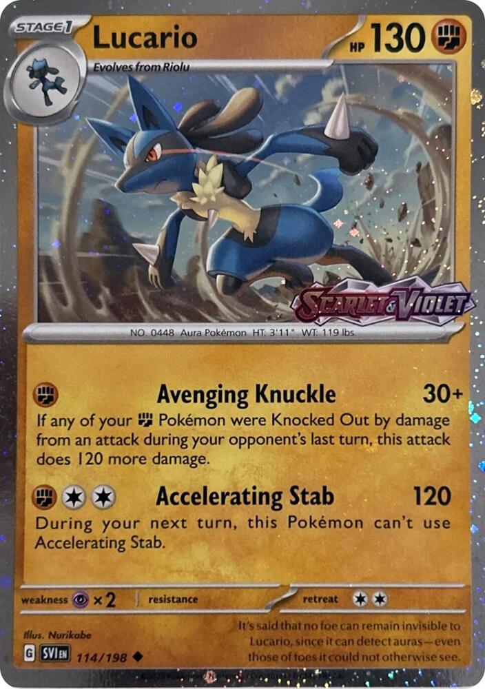 Lucario (Scarlet & Violet Stamp) 114/198 — Miscellaneous Cards & Products (English Pokémon TCG card)
