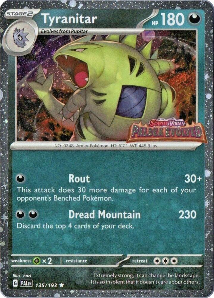 Tyranitar (Paldea Evolved Stamp) 135/193 — Miscellaneous Cards & Products (English Pokémon TCG card)