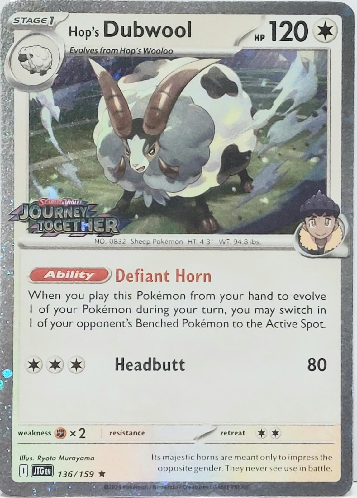 Hop's Dubwool (Best Buy Exclusive) 136/159 — Miscellaneous Cards & Products (English Pokémon TCG card)