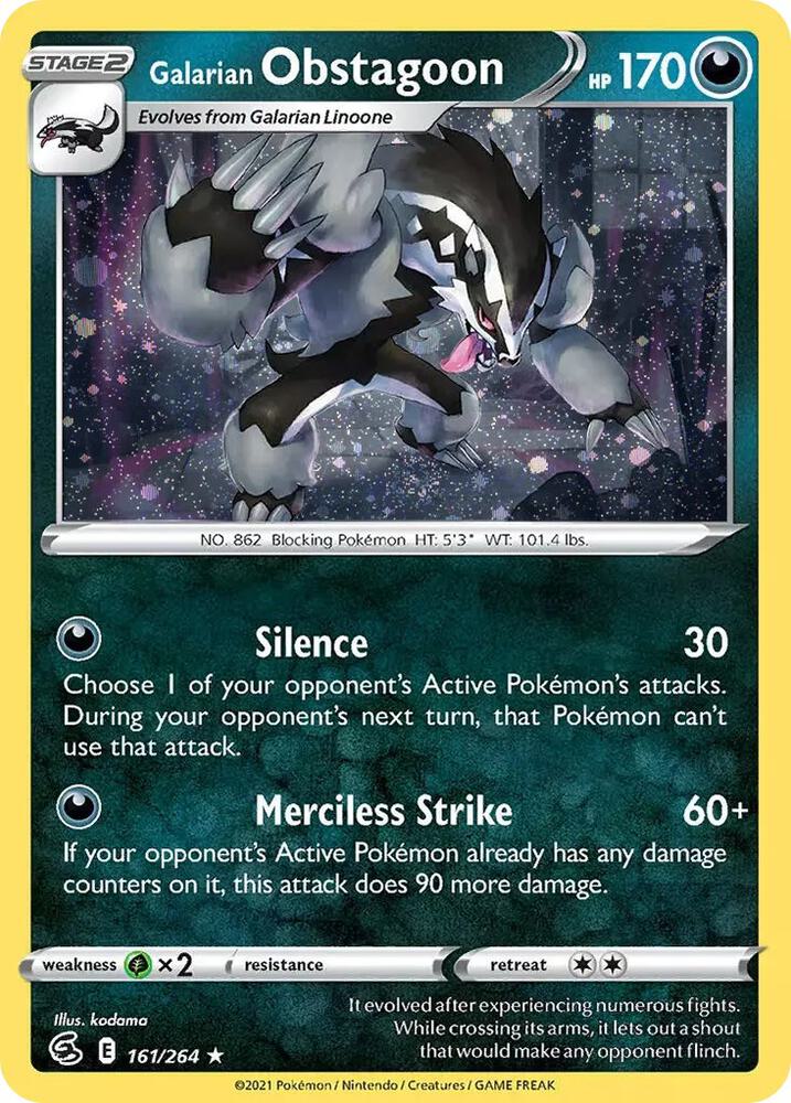 Galarian Obstagoon (Cosmos Holo) 161/264 — Miscellaneous Cards & Products (English Pokémon TCG card)