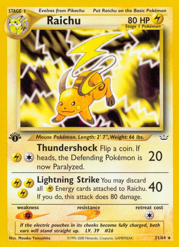 Raichu 021/66 — Neo Revelation (English Pokémon TCG card)