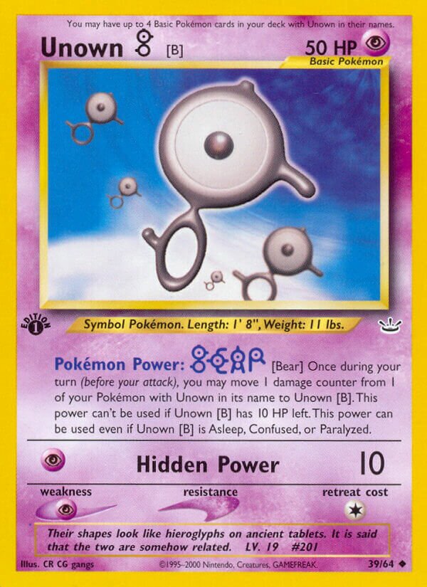 Unown [B] 039/66 — Neo Revelation (English Pokémon TCG card)