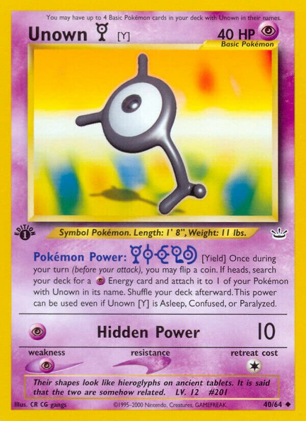 Unown [Y] 040/66 — Neo Revelation (English Pokémon TCG card)