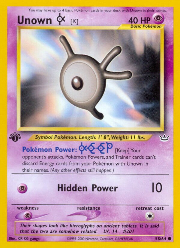 Unown [K] 058/66 — Neo Revelation (English Pokémon TCG card)