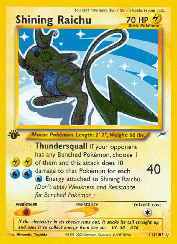 Shining Raichu 111/113 — Neo Destiny (English Pokémon TCG card)