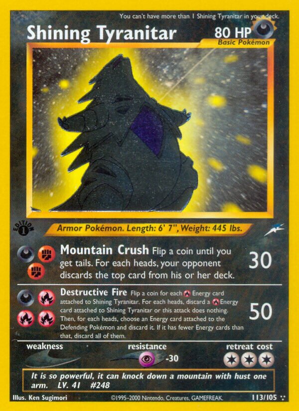 Shining Tyranitar 113/113 — Neo Destiny (English Pokémon TCG card)