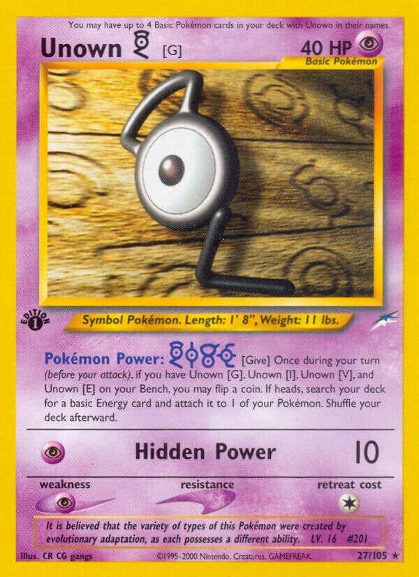 Unown [G] 027/113 — Neo Destiny (English Pokémon TCG card)