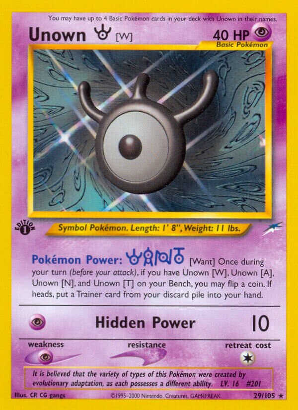 Unown [W] 029/113 — Neo Destiny (English Pokémon TCG card)