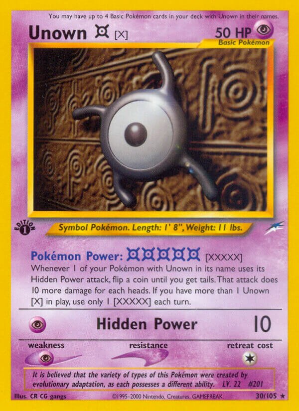 Unown [X] 030/113 — Neo Destiny (English Pokémon TCG card)