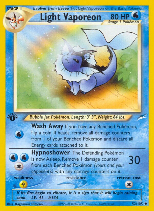 Light Vaporeon 052/113 — Neo Destiny (English Pokémon TCG card)