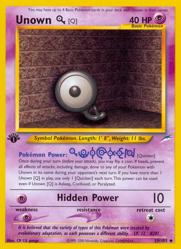 Unown [Q] 059/113 — Neo Destiny (English Pokémon TCG card)